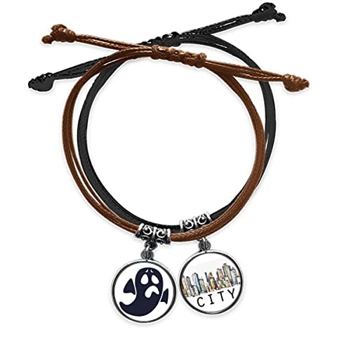Bracelet cordon fantôme Halloween et gourmette cuir Sidi réglable