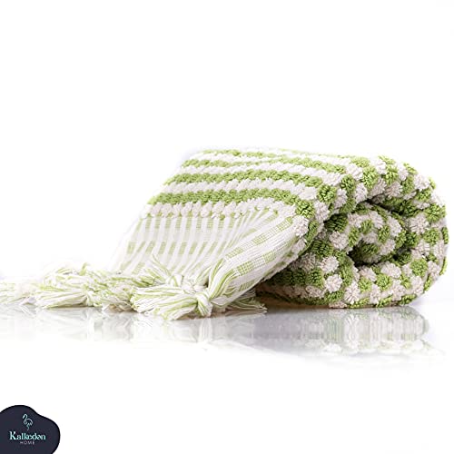 Organic Turkish Cotton Hand Towels For Bathroom | 17 X 35 Inches | Large Soft Plush Fluffy Highly Absorbent Towels For Kitchen, Hand And Face | Decorative Boho Hand Towel (Green, Hand Towel) #TOP2