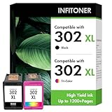 302 Druckerpatronen 4525 4520 Patronen Kompatibel für HP302 XL 302XL für HP Deskjet 3630 3639 3636 Envy 4525 4520 4510 Officejet 3831 5230 3830 5220 3833 Multipack (Schwarz, Farbe)
