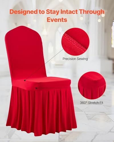 Image of VEVOR Chair Covers, Polyester Spandex Chair Cover, Stretch Slipcovers for Wedding Party Dining Banquet Flat-Front Chair Covers (Red-d, 30PCS)