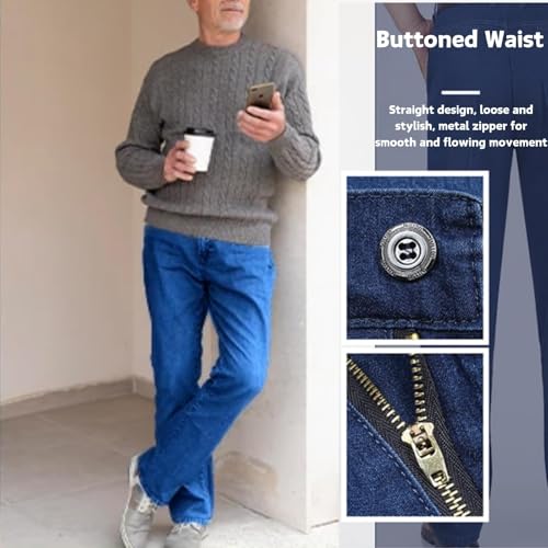 Jett Jeans for Older Men, Jettjeans3 - Men's Classic Straight Fit Stretch Jeans, Jetjeans Stretch Denim Jeans Over 602