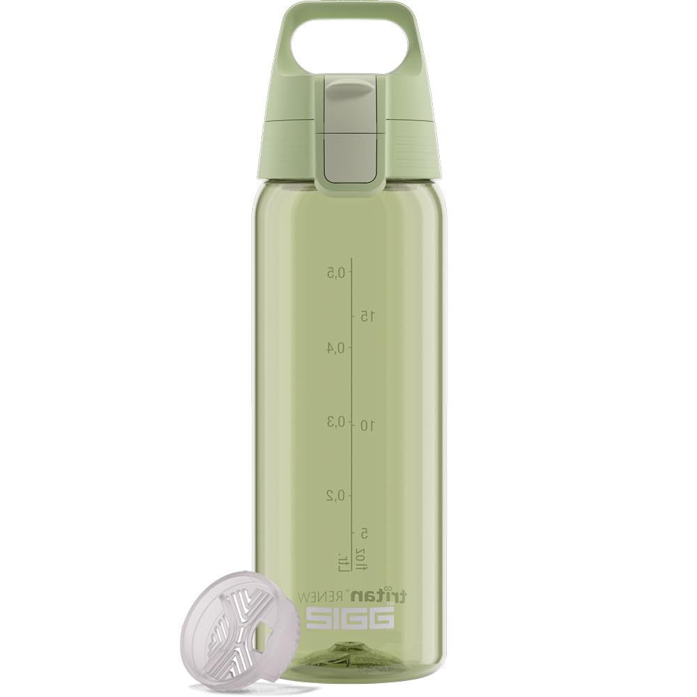 Sigg - Tritan Water Bottle - Total Color ONE Eco Green - Suitable For Carbonated Beverages - Dishwasher Safe - Leakproof - Featherweight BPA Free - 0.6L