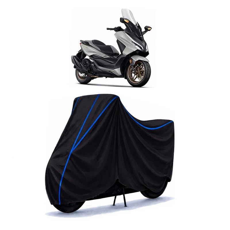 Image of Scooty Cover Water Resistant for Forza Si | Universal Scooter & Bike Cover | Heavy Duty UV Dust, Rain & Scratch Protection | Elastic Fit All Weather Indoor Outdoor | Black with Blue Piping