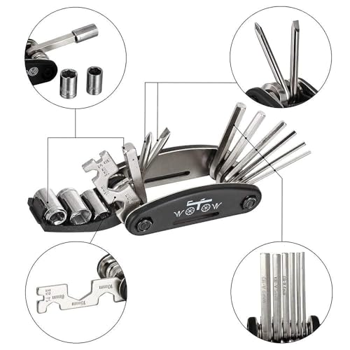 Image of 16 in 1 Bicycle Repair Tool Kit for Cycle & MTB Bike | Portable Multi Function Cycling Accessories with Allen Key Set, Hex Wrench, Socket Spanner & Screwdriver Tool Kit