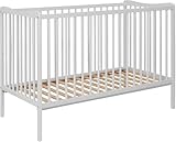 Baby Happy Bliss GRZES Babybett 120x60 cm Weiß, EN 716 geprüft, Kinderbett aus Buchenholz, höhenverstellbarer Lattenrost, 3 herausnehmbare Sprossen