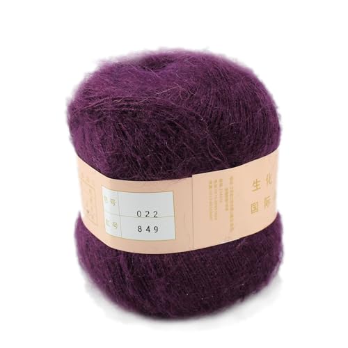 SWEEGICC Premium Mohair Cashmere Wool Knitting Yarn - 50g One Skein,Deep Purple,Perfect for Sweaters, Hats, and Scarves
