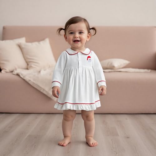 Sasaerucure Toddler Baby Girl Christmas Outfit Santa Claus Embroidery Long Sleeve Christmas Dress Pajamas Nightwear Sleepwear2
