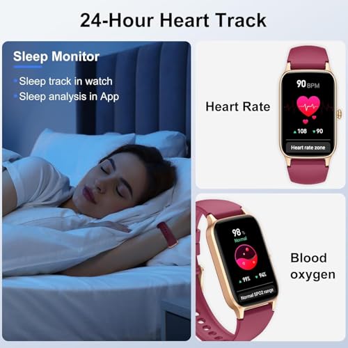 Image of Jugeman Smart Watch for Men Women, 1.57 inch Smartwatch (Answer /Make Call), Fitness Tracker Red