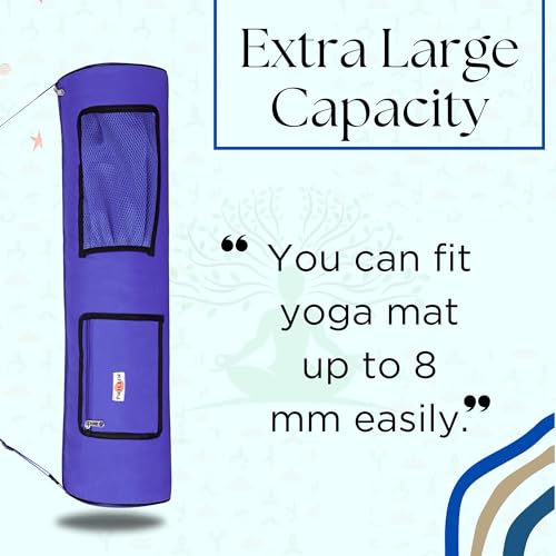 Image of Zipper Yoga Mat Bag for Meditation Mat's Cover Bag with Adjustable Shoulder Strap Waterproof Mate Carry Bags fit for 4mm to 8 mm Mats for Women and Men (Blue)