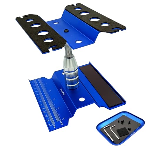 LinsyRC Aluminiumlegierung RC-Auto-Arbeitsständer Reparaturarbeitsplatz 360-Grad-Drehlift mit Schraubenablage für RC-Auto-LKW-Buggy im Maßstab 1/8 1/10