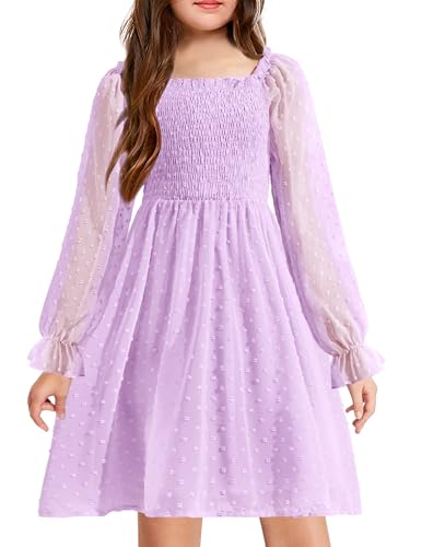 Image of Arshiner Girl Tulle Dress Winter Long Sleeve Teen Girls Party Casual Dresses 5-14Y