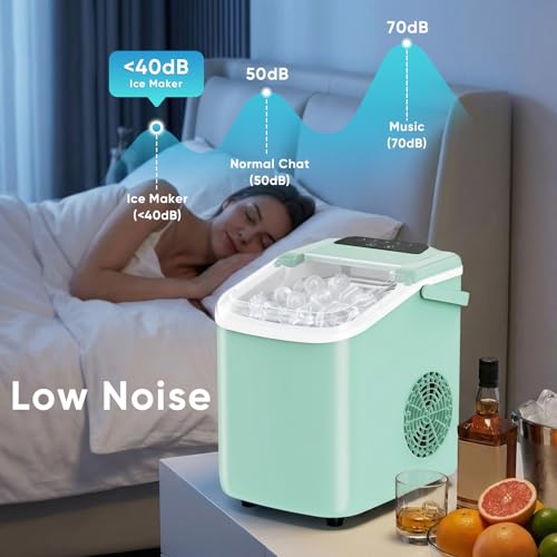 Image of NEWBULIG Ice Maker, Countertop Ice Machine with Handle | 9 Bullet Cubes in 6-8 Mins, 26lbs Daily, Self-Cleaning with Basket and Scoop for Home /Kitchen /Camping /RV