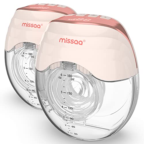 MISSAA Wearable Breast Pump Hands Free, Double Electric Portable Breast Pumps All-in-One Breastfeeding Breastpump Can Be Invisible in Bra