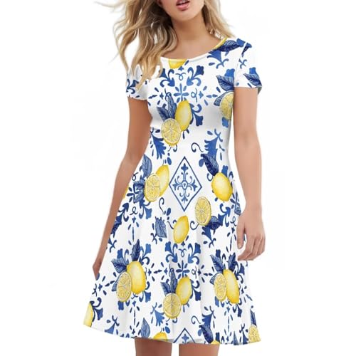 Image of Biyejit Women's Summer Casual Short Sleeve T-Shirt Swing Dress Crew Neck Plus Size S-4XL