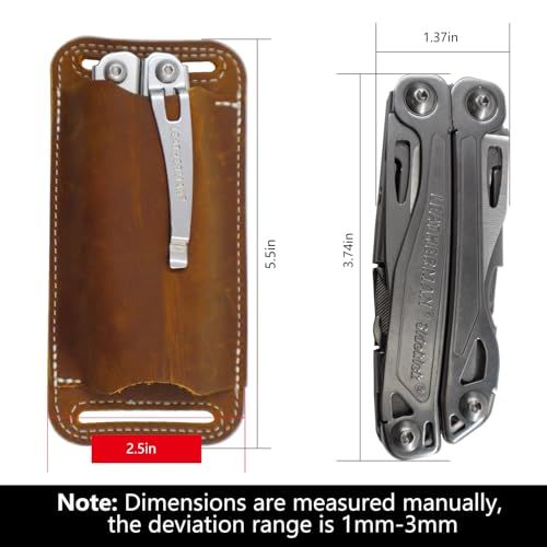 Horizontal Carry Knife, Leather Belt Knife Sheath for Everyday Carry, Knife Belt Holder Accessories, Knife Holster for Leatherman, EDC Belt Pouch for Pocket Folding Knives - Thumbnail 3