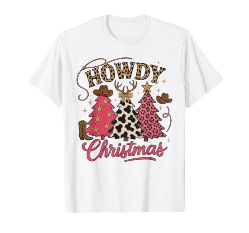 Sapin de Noël Howdy Cowgirl Western Country Women Pink Xmas T-Shirt