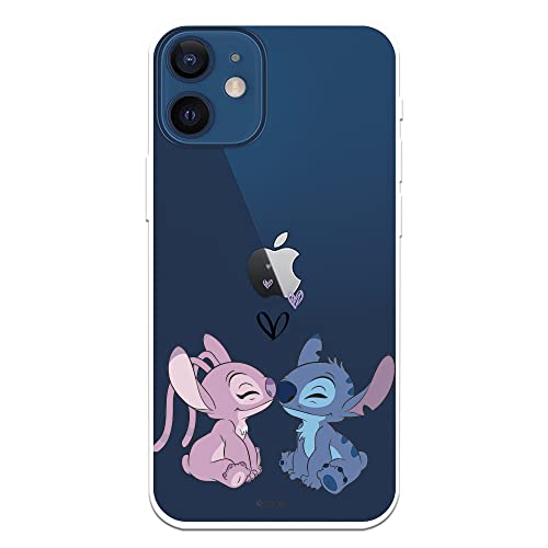 Coque pour iPhone 12 Mini officielle Lilo & Stitch - Angel & Stitch Baiser pour protéger votre téléphone portable - Coque en silicone souple sous licence...