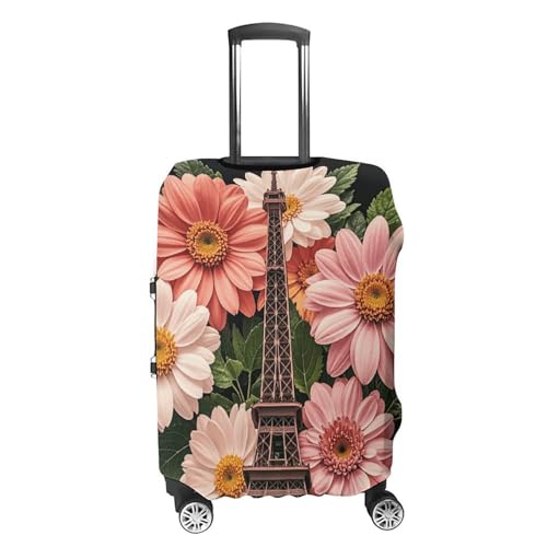 Travel Luggage Cover Elastic Suitcase Protector Anti-Scratch Washable Flower Paris Eiffel Tower Luggage Sleeve Tsa Approved Carry on Covers Baggage Cover Fits 18-32 Inch Luggages4