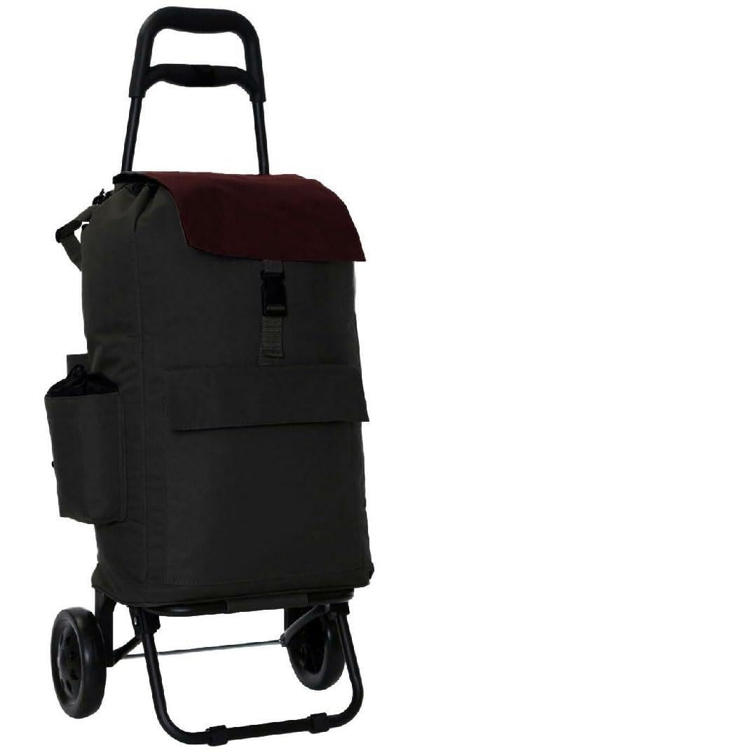 40L Large Fully Insulated Shopping Trolley Grocery Luggage Carrier Foldable Cart Bag with 2 Wheels with Insulated Cooler Bag (Red/Black)