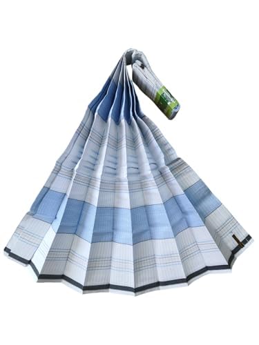 Bangladeshi Lungi for Men by Amanat Shah - Pure Cotton White Sky Blue Check Design, Perfect for Everyday Wear, Comfortable and Stylish, Pack of 1-picture-36