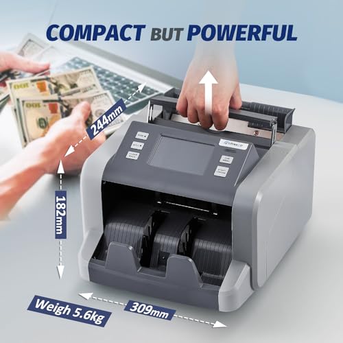 Image of Money Counter Machine Mixed Denomination with Value Count, Touch Screen with 5 Currencies Suitable, MT /UV /MG /IR Counterfeit Bill Detection, 6 Modes Available Cash Counter with LCD Display