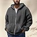 YAFINMO Men's Fashion Hoodies & Sweatshirts Fleece Sherpa Jacket Fuzzy Warm Coat Thick Winter Zip up Hoodie Outdoor Outerwear Gray