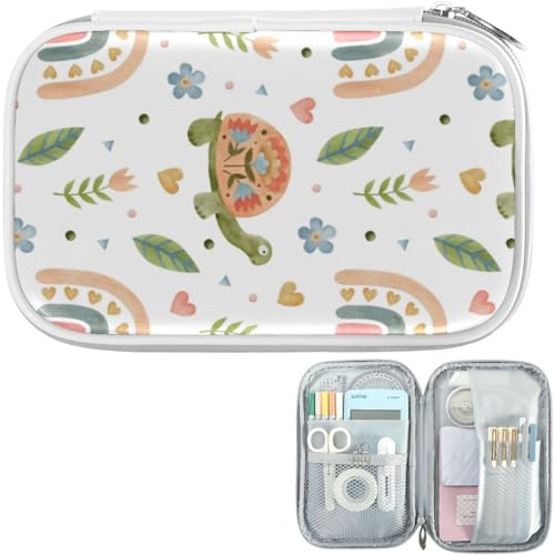 Image of Cartoon Cute Turtle Rainbow Pencil Bag Case Zipper Pencil Holder Organizer Stationary Pen Bag Cosmetic Makeup Bag Pouch Purse for School Office Supplies