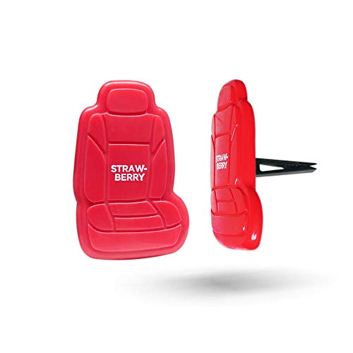 Image of FH Group Strawberry 3D Scented Air Freshener 3-Pack Clip-On Non-Toxic, Plastic Alcohol-Free Fragrance Oil Car Seat Shape Long Lasting for Cars, Trucks, SUVs, Closets, Small Spaces, etc. Red