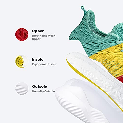 Image of Flysocks Slip On Sneakers for Women-Non Slip Gym Sports Shoes Lightweight Comfortable Walking Tennis Shoes, B- Red Yellow Green, 8