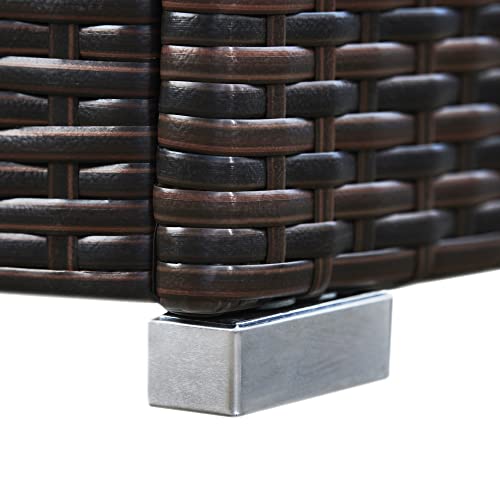 Teamson Home Gartenmöbel, Rattan für bis zu 9kg Quadratische Gasflasche Tankdeckel Aufbewahrungshalter Tisch mit Deckel für Gasfeuerstellen, Braun
