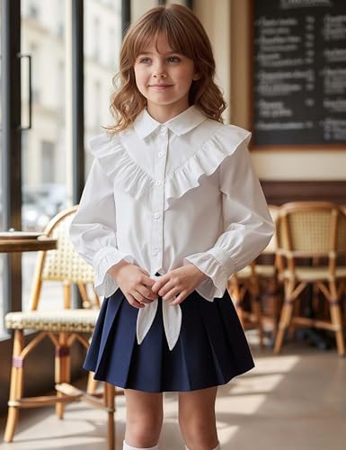 Image of Girls Sleeveless Plaid Button Down Shirt Summer Crop Tops Tie Knot Ruffle Sleeve Shirt Blouse 3-12Y