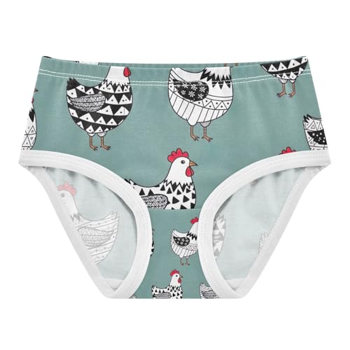 Chickens Black White Toddler Girls Underwear, Girls Cotton Underwear, 2T–8 Years