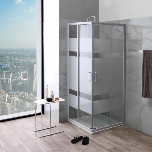 Cabina de ducha 70x70 4mm cristal serigrafiado perfil blanco | Venere