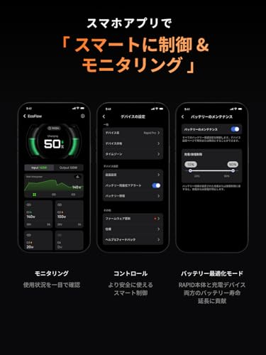 undefined EcoFlow RAPID Pro モバイルバッテリー 27650mAh 140W【大容量/高出力/USB-Cケーブル内藏/4台同時充電/急速充電/コンパクト/液晶ディスプレイ/過熱保護/機内持ち込み/旅行/出張/キャンプ】 (ブラック) の商品画像 4