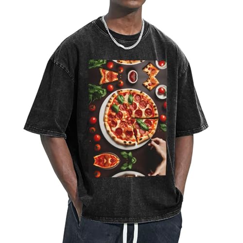 Sous-vêtement à manches courtes pour homme avec évacuation de l'humidité motif pizza fun