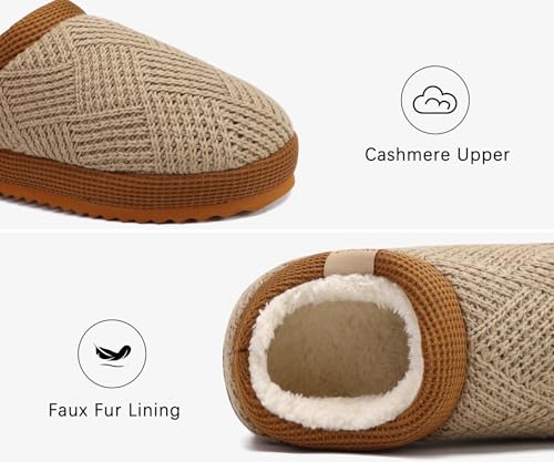 ONCAI Women’s Slippers Booties with Cashmere,Faux Fur Fleece Wool Woman House Shoes with Outdoor/Indoor Thick Rubber Soles4