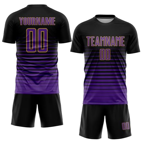 Custom Soccer Jerseys for Men Women Youth Kids Black Gold Pinstripe Personalized Soccer Jersey Printed Name Number Logo Mens Clothing