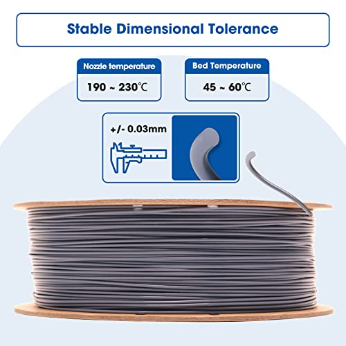 Image of 3DHoJor PLA Filament 1.75mm,3D Printing Filament,1kg*2 Cardboard Spool, Fit Most FDM 3D Printer,Dimensional Accuracy + /- 0.03 mm,Vacuum Packaging-2Pack Grey