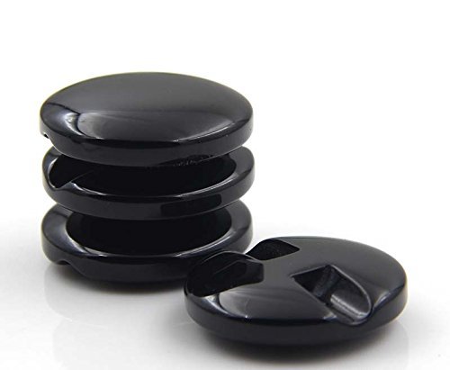 Classic Shiny Chessman Thick Resin Dark Hole Buttons for Fashion Coats (Black/White,Pack of 6)(0.91 inches,Black)