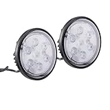Raycharm PAR36 4.5' Round 18W 6000K Super Bright White Replacement LED Sealed Beam Lamp Work Light Trapezoid Beam for Utility Tractors, Construction & Industrial Vehicles, IP69 Rated, Black Case, 2PCS