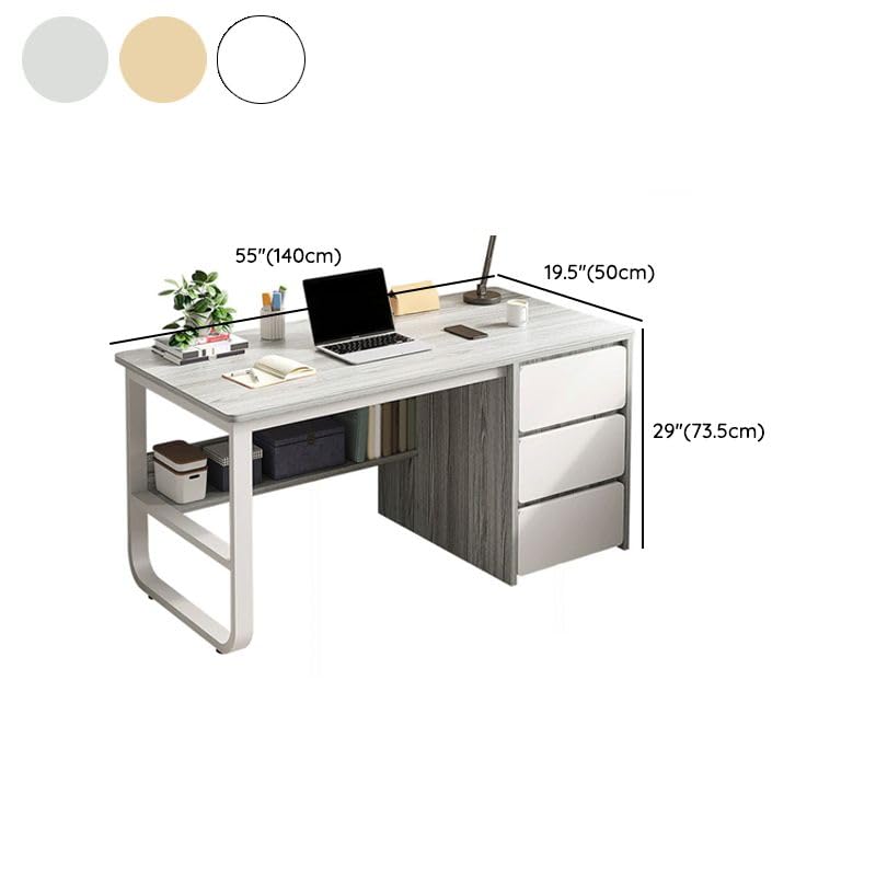 Moderna scrivania per computer in legno bianco, elegante tavolo da studio salvaspazio per casa e ufficio, postazione di lavoro compatta (120,7 x 50,8 x 73,7 cm (lunghezza x larghezza x altezza