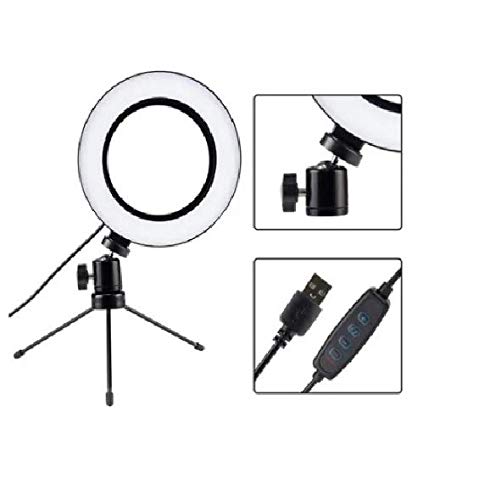 Ring Light Portátil Iluminador Led 16cm 3500k 5500k + Mini Tripé