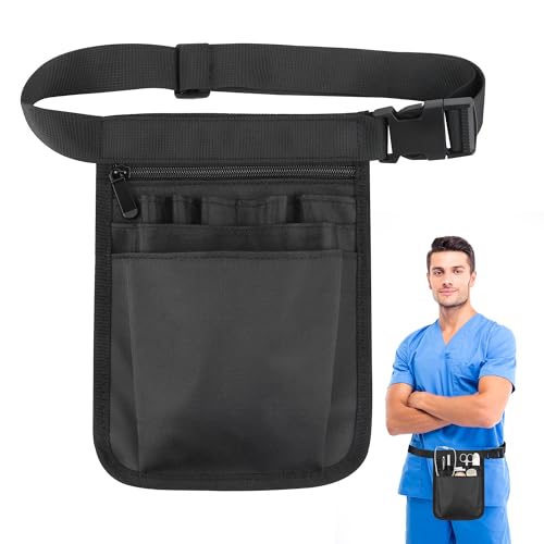 Marsupio da Infermiere, Multifunzionale Organizer Cintura Borsa per Strumenti di set di Forbici Mediche, (Nero)