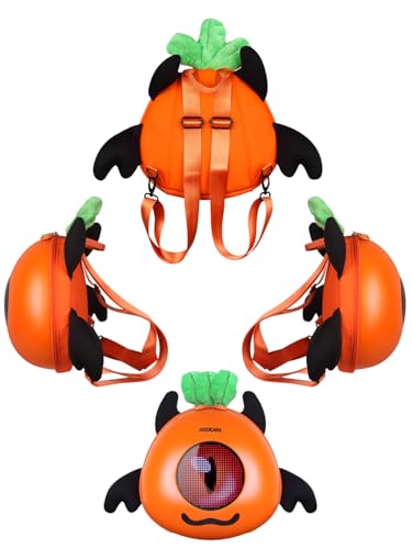 Image of Hookaba GlowBuddy LED Eyes Backpack 13L | Kids Smart Bag with App Control, Programmable Screen & Water Resistant | for School, Picnic, Travel | Mini Digital Daypack for Girls & Boys (Boo Orange)