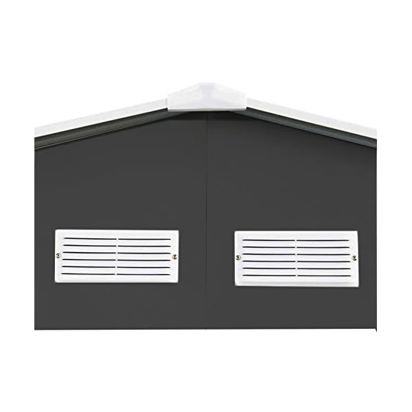 GARDIUN KIS12962 – Häuschen aus Metall, 7,74 m², außen, 241 x 321 x 205 cm, verzinkter Stahl, Anthrazitgrau – Bild 4