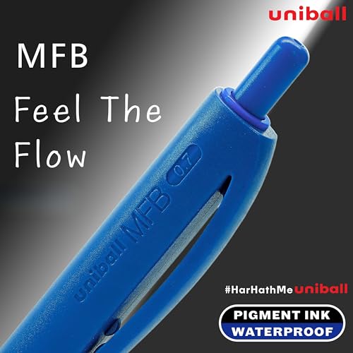 Image of uni-ball MFB 0.7mm Ball Pen | Retractable Mechanism & Matte Body Finish (Blue Ink, Pack of 12)
