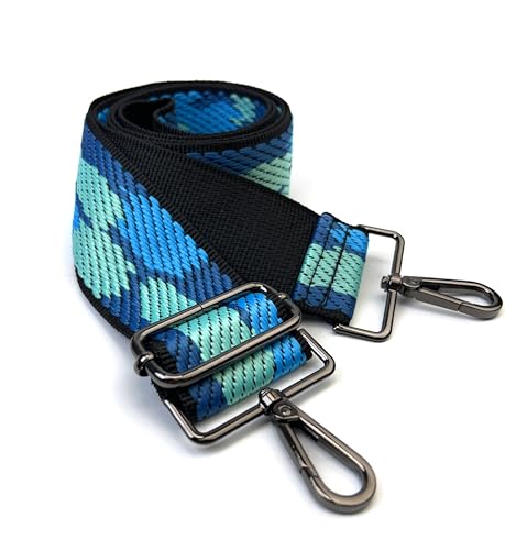 Image of Purse Strap Replacement for Crossbody Bags & Handbags | Premium Webbing with Gunmetal Black Hardware Clip-On Installation Adjustable Length Comfortable Wide Guitar Style Strap