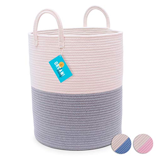 OrganiHaus XL Extra Large Cotton Rope Basket | 15x18 Nursery Storage Basket