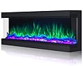 Cosmopolitan Fireplaces Phoenix Omnivue Series 68 inch 3 Sided Electric Fireplace Insert, Smart Wi-Fi Wall Mount/Built-in Fireplaces, 251 Realistic Flames, Low Noise 3000/1500Watt Fireplace Heater