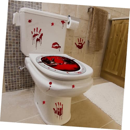 Calcomanías rojas de Halloween PRETYZOOM para baño y decoración sangrienta 5